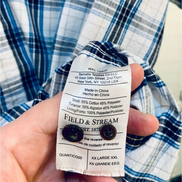 Field & Stream Blue/White Plaid Short Sleeve Fishing Shirt Sz. XXL - Picture 5 of 9